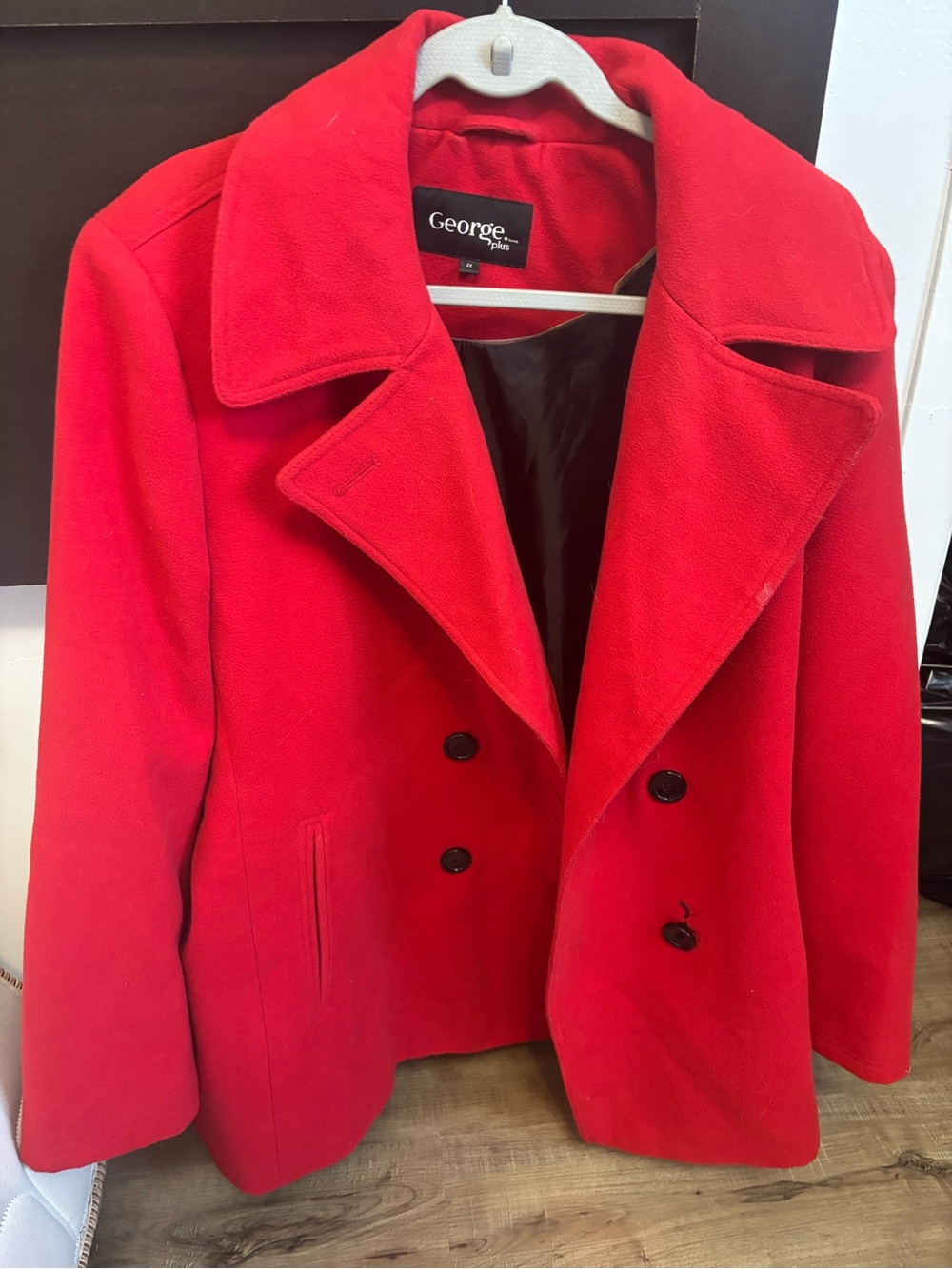 George Bright Red Double-Breasted Peacoat